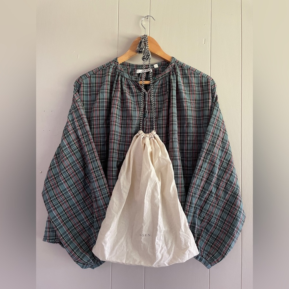 Dôen Jane Blouse in Pond Promenade Plaid (M)